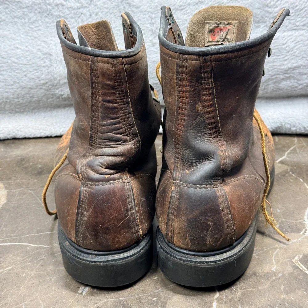 Vintage Red Wing SuperSole Boots Men 10 Brown Leather Made In USA Distressed